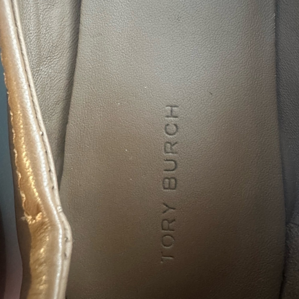 Tory Burch Women's Brown Flats with Gold Logo - Picture 2 of 4